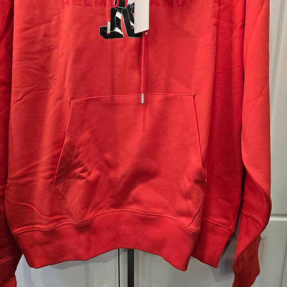 Helmut Lang Logo-Print Hooded Sweatshirt - Flame - Picture 4 of 10
